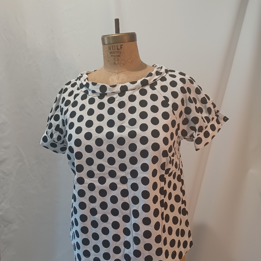 Ann Taylor Factory Black and White Polkadot Blouse Size M